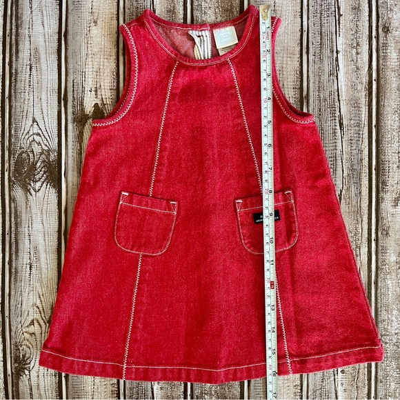 Janie & Jack Denim Jumper Dress Sz 6-12 Months Red - Picture 5 of 7